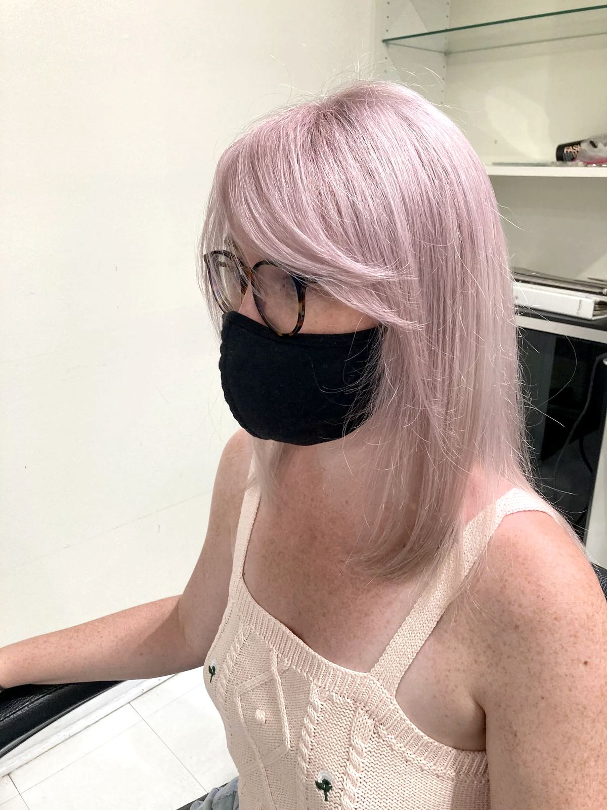 Pastel pink shoulder-length color
